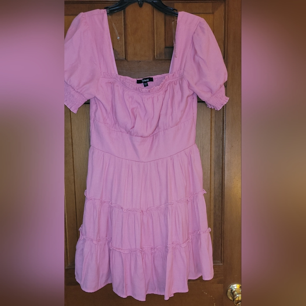Trixxi Tiered Smocked sleeve fir and flare dress, Juniors size L